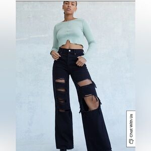 PacSun Eco Black Distressed High Waisted Baggy Jeans 23